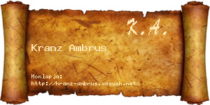 Kranz Ambrus névjegykártya